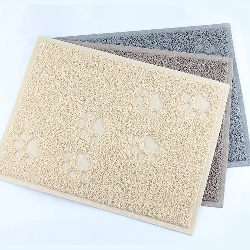 Pet Cat Litter Mat Portable Soft Paws Printed Pad Waterproof Non Slip Pad for House Floor Car Cleaning Supplies PVC Thicken Mat
