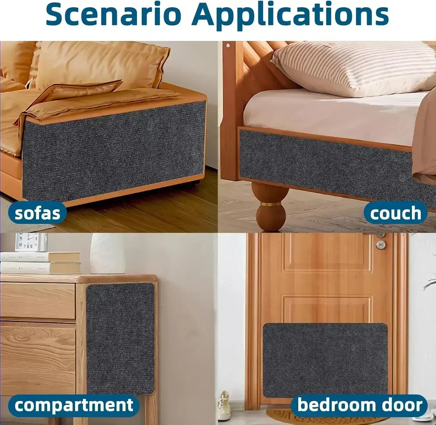 Trimmable DIY Cat Scratching Mat Self-Adhesive Anti Cat Scratch Carpet for Furniture Couch Corner Indoor Sofa Wall Protector