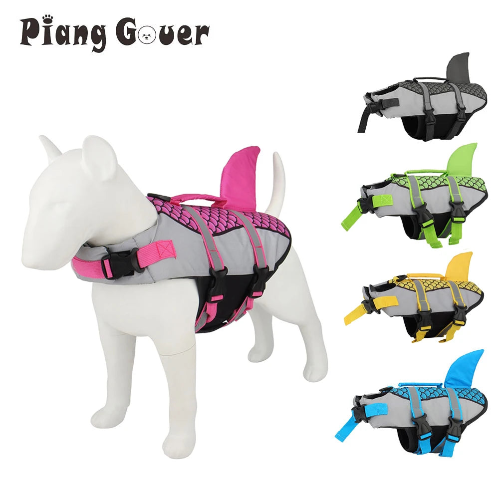 Swim Pet Dog Life Jacket Vest Clothes Life Vest Collar Harness Pet Swimming Summer Swimwear Scales Shark