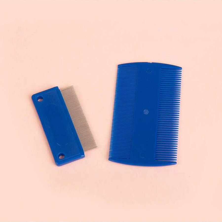 4 Pack Flea Lice Comb, Stainless Steel Dog Cat Grooming Combs with Rounded Teeth, Double Sided Professional Pet Tear Stain Remover