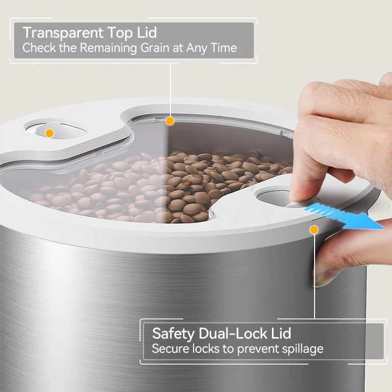 ROJECO Stainless Steel 4.5L Cats Feeder WiFi App Remote Control Voice Record Smart Cat Kibble Dispenser For Dog Pet Accessories