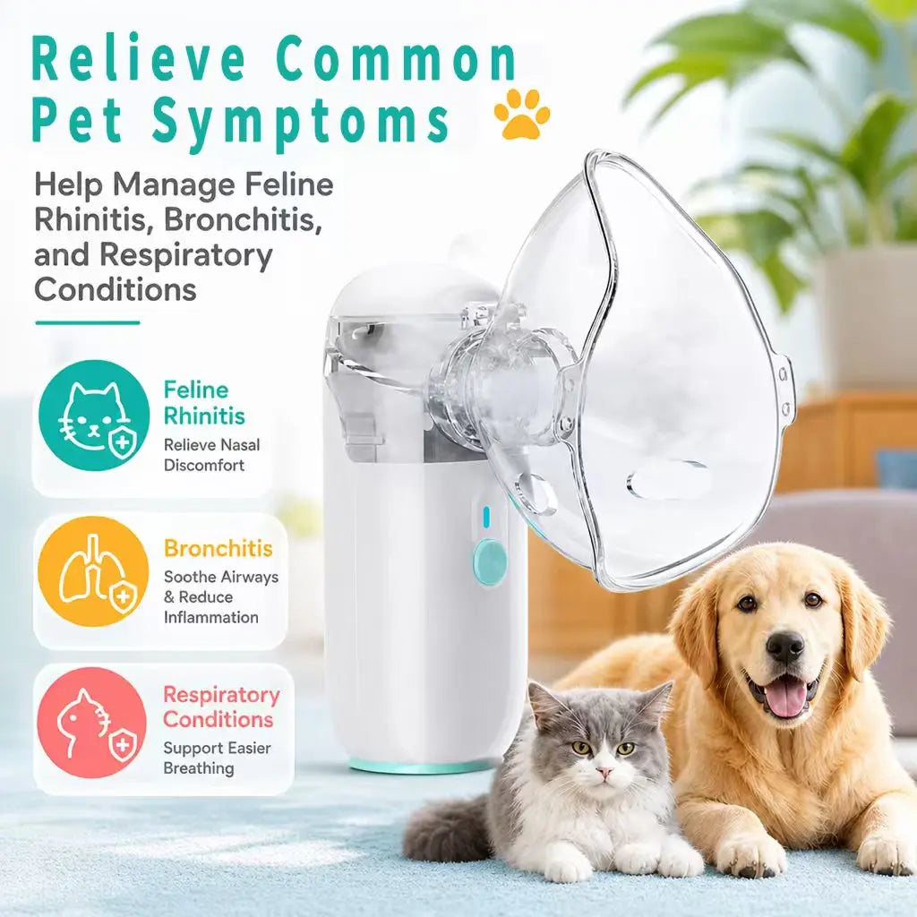 AiQUE Portable Pet Asthma Inhaler Nebulizer Handheld Home Use Veterinary Device Animal Nebulizer Respiratory Relief Cat&Dog Care