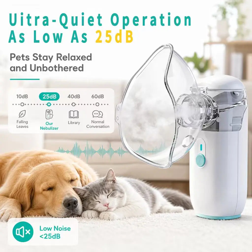 AiQUE Portable Pet Asthma Inhaler Nebulizer Handheld Home Use Veterinary Device Animal Nebulizer Respiratory Relief Cat&Dog Care