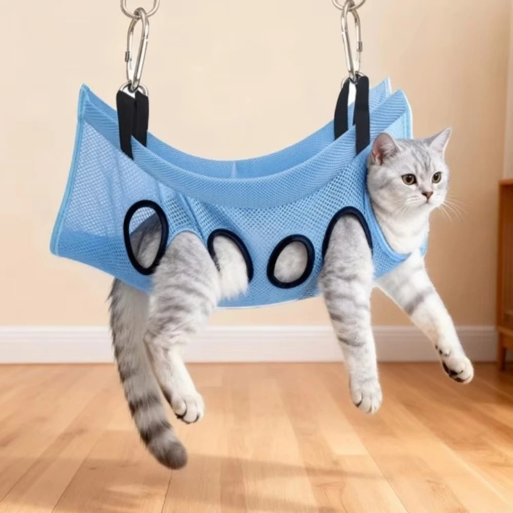 Portable Pet Grooming Bath Hammock Stand Adjustable Dog Cat Washing Restraint Mesh Support Rack Foldable Pet Bathing Drying Groo