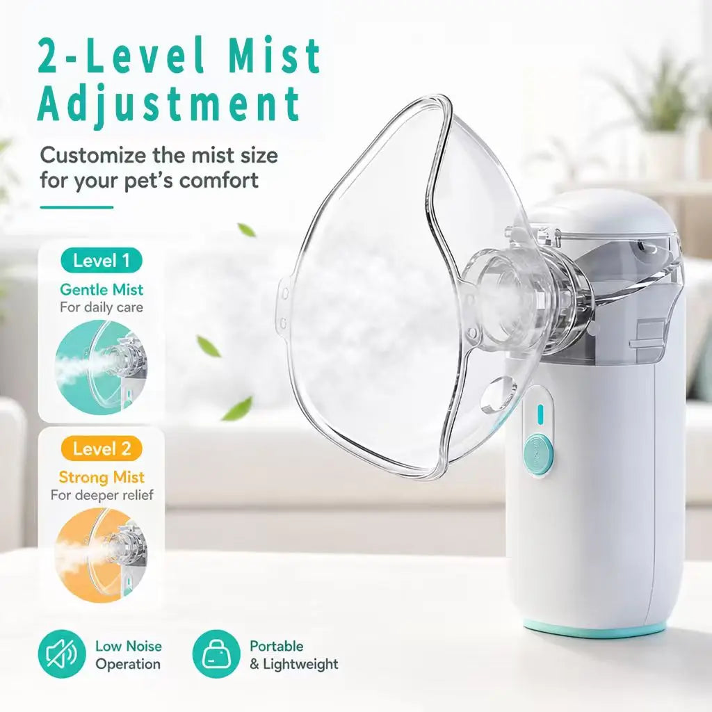 AiQUE Portable Pet Asthma Inhaler Nebulizer Handheld Home Use Veterinary Device Animal Nebulizer Respiratory Relief Cat&Dog Care
