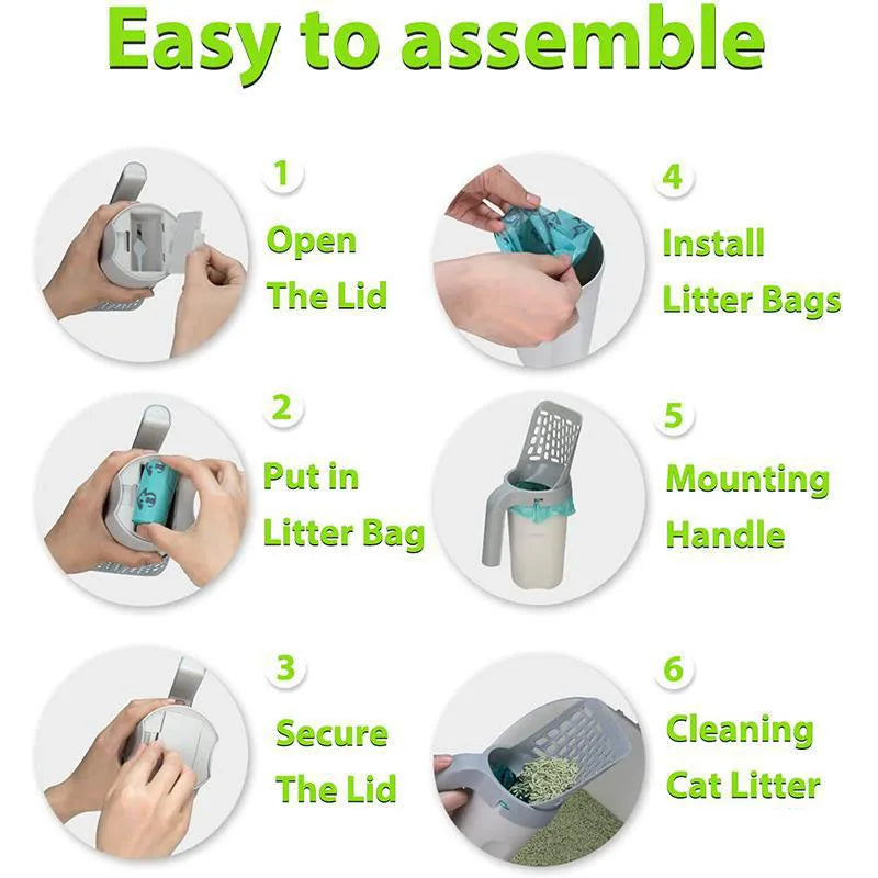 Cat Litter Shovel Scoop One-Piece Filters Removable Portable Commode Picker Cat Litter Box Cleaning Supplies Pet Accessories