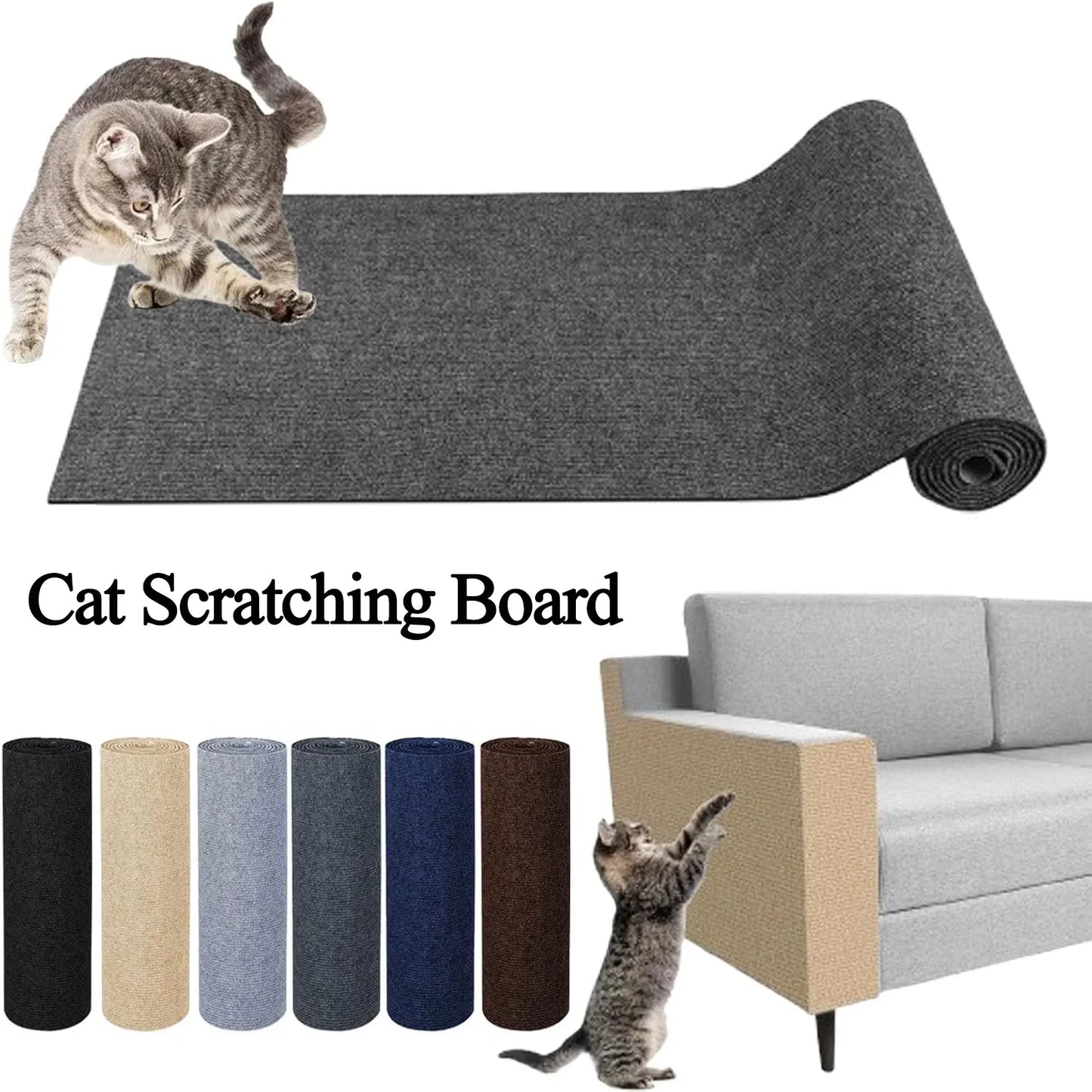 Trimmable DIY Cat Scratching Mat Self-Adhesive Anti Cat Scratch Carpet for Furniture Couch Corner Indoor Sofa Wall Protector