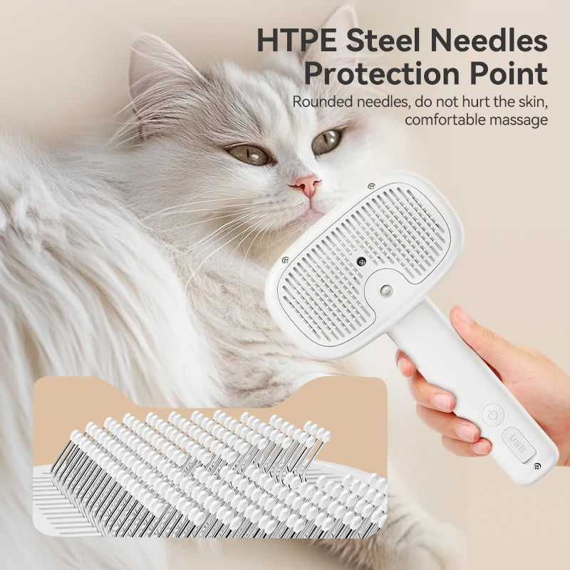 ROJECO Pet Steam Comb Electric Spray Brushes For Dog Cat Hair Removal Combs Pet Hair Grooming Tool Hair Remover Water Mist Brush